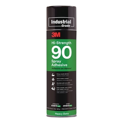 3M 7000023924 Hi-Strength 90 Spray Adhesive, 17.6 oz, Aerosol Can, Clear, Contains 1,1-Difluoroethane