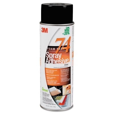 3M 7000023925 FoamFast Spray Adhesive, 74, 24 fl oz, Aerosol Can, Orange