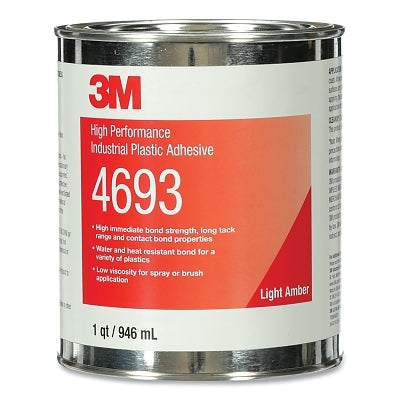 3M 7000046574 High Performance Industrial Plastic Adhesive, 4693, 1 qt, Can, Light Amber