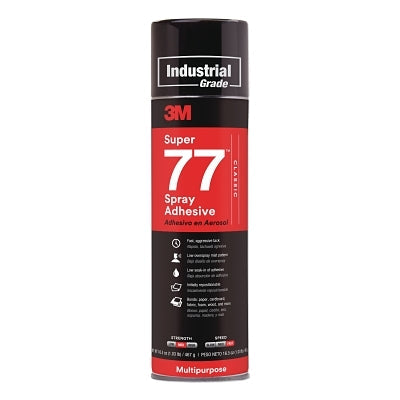 3M 7000028592 Super 77 Multi-Purpose Spray Adhesive, 24 oz Aerosol Can, Clear