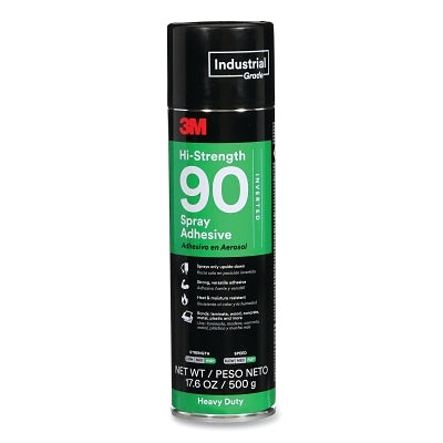 3M 7010292719 Hi-Strength 90 Spray Adhesive, Inverted, 17.6 oz, Aerosol Can, Clear, Contains 1,1-Difluoroethane