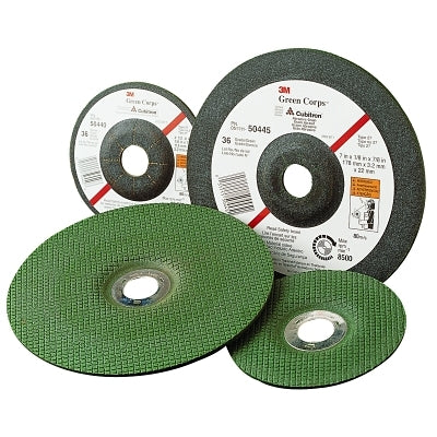 3M 7000118591 Green Corps Flexible Grinding Wheel, 4 1/2" Dia, 7/8 Arbor, 1/8" Thick, 46 Grit