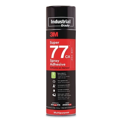 3M 7100014109 Super 77 Mult-Purpose Spray Adhesive, CA, Low VOC, 18 oz, Aerosol Can, Clear, Contains 1,1-Difluoroethane