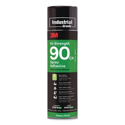 3M 7000121418 Hi-Strength 90 Spray Adhesive, CA, Low VOC, 12.23 oz, Aerosol Can, Clear, Contains 1,1-Difluoroethane