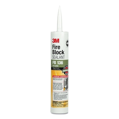 3M 7100155919 Fire Block Sealant, FB136, 10.1 fl oz, Cartridge, Gray