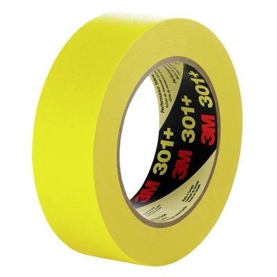 3M 7000124887 Performance Yellow Masking Tape 301+, 12 mm x 55 m x 6.3 mil, Yellow