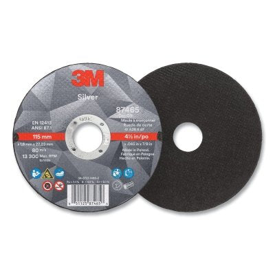 3M 7100139228 Silver Cut-Off Wheel, Ceramic Aluminum Oxide, 4-1/2 in dia, 36 Grit