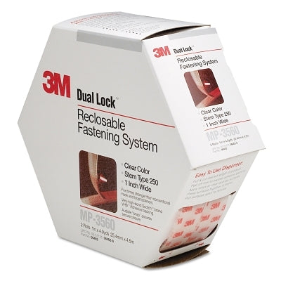 3M 7000051895 Dual Lock Reclosable Fastener, MP3560, Type 250, Clear, 1 in W x 4.9 yd L