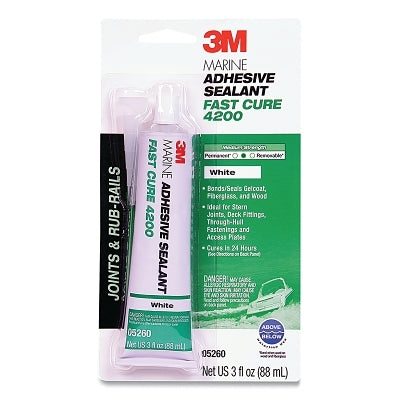 3M 7000148282 Marine Adhesive Sealant,4200FC, 3 oz, Tube, White