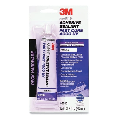 3M 7000121531 Marine Adhesive Sealant, 4000 UV, 3 oz, Tube, White