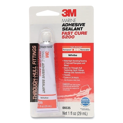 3M 7010367674 Marine Adhesive Sealant, 5200FC, 1 oz, Tube, White