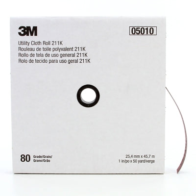 3M 7000118330 211K Utility Cloth Rolls, 1 in, 50 yd, 80 Grit