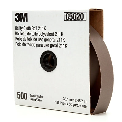 3M 7010308048 211K Utility Cloth Rolls, 1 1/2 in, 50 yd, 500 Grit