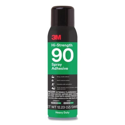 3M 7010366483 Hi-Strength 90 Spray Adhesive, 12.23 oz, Aerosol Can, Clear, Contains 1,1-Difluoroethane
