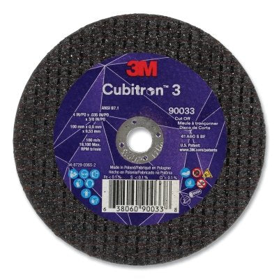 3M 7100303857 Cubitron 3 Cut-Off Wheel, 4 in dia x 0.035 in Thick x 3/8 in Arbor, 60+ Grit, T1