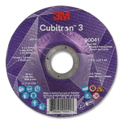 3M 7100304008 Cubitron 3 Cut-Off Wheel, 4-1/2 in dia x 0.045 in Thick x 7/8 in Arbor, 36+ Grit, T27