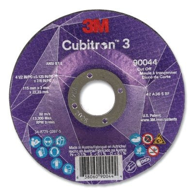 3M 7100304009 Cubitron 3 Cut-Off Wheel, 4-1/2 in dia x 0.125 in Thick x 7/8 in Arbor, 36+ Grit, T27