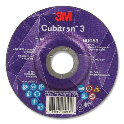 3M 7100304308 Cubitron 3 Cut-Off Wheel, 4-1/2 in dia x 0.04 in Thick x 7/8 in Arbor, 60+ Grit, T27
