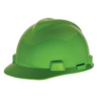 MSA 10035212 V-Gard 500 Protective Cap 4 Point Fas-Trac Slotted Hi-Viz Lime Green