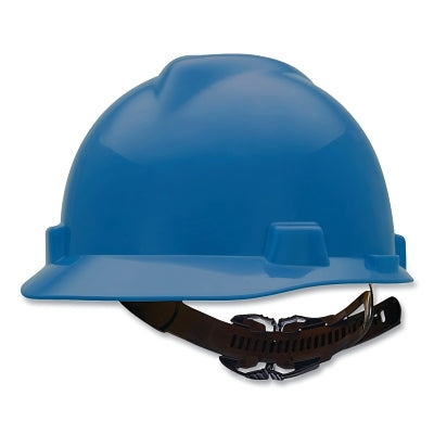 MSA 10057442 V-Gard Slotted Hard Hat Cap, 1-Touch Suspension, Blue