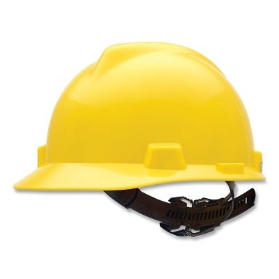 MSA 10057443 V-Gard Slotted Hard Hat Cap, 1-Touch Suspension, Yellow