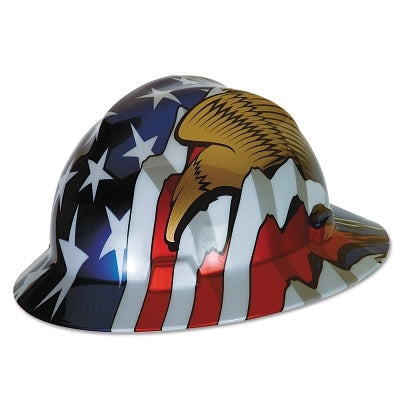 MSA 10071159 Freedom Series V-Gard Helmet, Fas-Trac III, Slotted, American Flag w/2 Eagles
