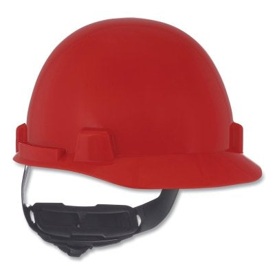 MSA 10074071 SmoothDome Slotted Hard Hat Cap Style, 4-Point Fast-Trac III, Red