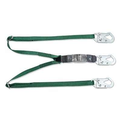MSA 10191756 V-Series Standard Twin-Leg Adjustable Shock Absorbing Lanyard, 6 ft, Small Snaphooks