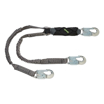 MSA 10193553 V-Series Stretch Twin-Leg Energy Absorbing Lanyard, 310 lb, 6 ft, Sm Snap Hooks