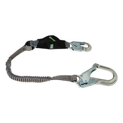 MSA 10193554 V-Series Stretch Single-Leg Energy Absorbing Lanyard, 310 lb, 6ft, Lg Snap Hooks