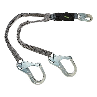 MSA 10193555 V-Series Stretch Twin-Leg Energy Absorbing Lanyard, 310 lb, 6 ft, Lg Snap Hooks