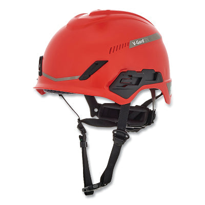 MSA 10194784 V-Gard H1 Safety Helmet, Fas-Trac III Pivot Ratchet, Trivent, Red
