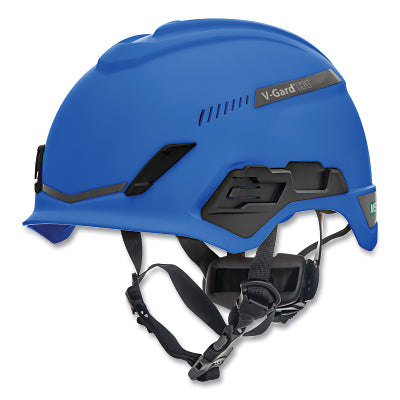 MSA 10194785 V-Gard H1 Safety Helmet, Fas-Trac III Pivot Ratchet, Trivent, Blue