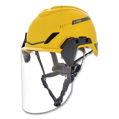 MSA 10194787 V-Gard H1 Safety Helmet, Fas-Trac III Pivot Ratchet, Trivent, Yellow
