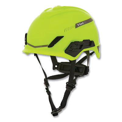 MSA 10194788 V-Gard H1 Safety Helmet, Fas-Trac III Pivot Ratchet, Trivent, Hi-Viz Yellow/Green