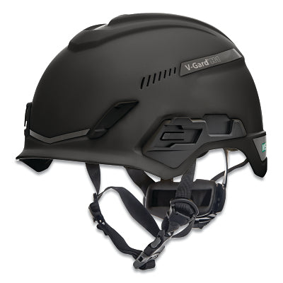 MSA 10194790 V-Gard H1 Safety Helmet, Fas-Trac III Pivot Ratchet, Trivent, Black