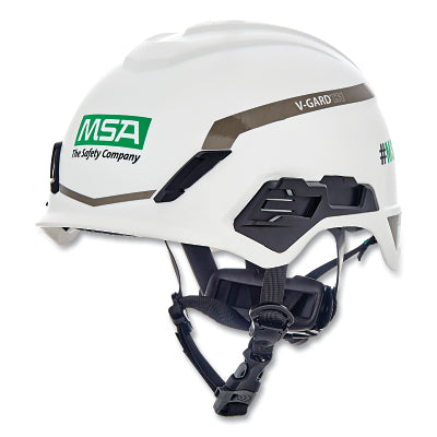 MSA 10194791 V-Gard H1 Safety Helmet, Fas-Trac III Pivot Ratchet, Novent, White
