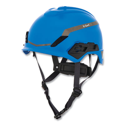 MSA 10194793 V-Gard H1 Safety Helmet, Fas-Trac III Pivot Ratchet, Novent, Blue