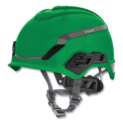 MSA 10194794 V-Gard H1 Safety Helmet, Fas-Trac III Pivot Ratchet, Novent, Green