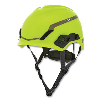 MSA 10194796 V-Gard H1 Safety Helmet, Fas-Trac III Pivot Ratchet, Novent, Hi-Viz Yellow/Green