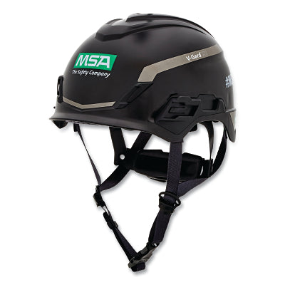 MSA 10194798 V-Gard H1 Safety Helmet, Fas-Trac III Pivot Ratchet, Novent, Black