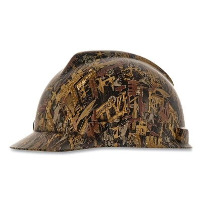 MSA 10204774 V-Gard Hydro Dip Finish Slotted Cap/Hat Assembly, Fas-Trac III Suspension, Oilfield Camo, for Caps Only