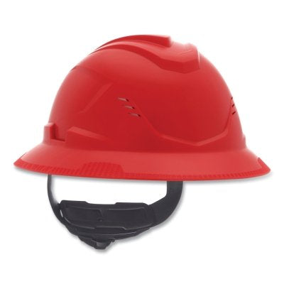MSA 10215829 V-Gard C1 Hard Hat, Fas-Trac III 4 Point Ratchet, Vented, Red
