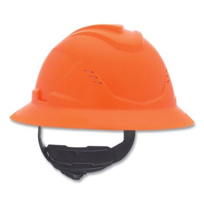 MSA 10215833 V-Gard C1 Hard Hat, Fas-Trac III 4 Point Ratchet, Vented, Hi-Viz Orange