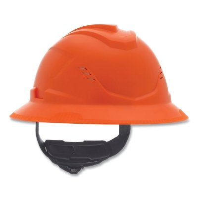 MSA 10215834 V-Gard C1 Hard Hat, Fas-Trac III 4 Point Ratchet, Vented, Orange