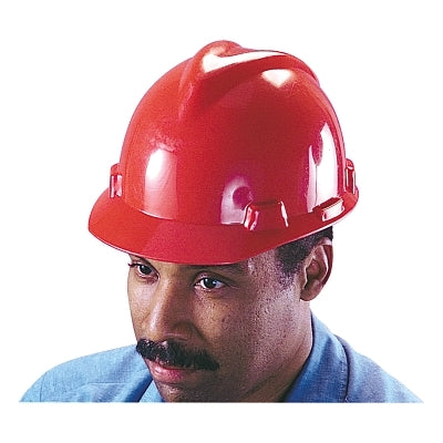 MSA 463947 V-Gard Slotted Hard Hat Cap Staz-On Suspension Red