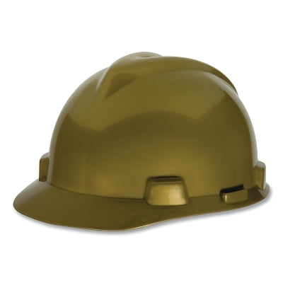 MSA 464852 V-Gard Slotted Hard Hat Cap Staz-On w/Fas-Trac III Suspension Gold