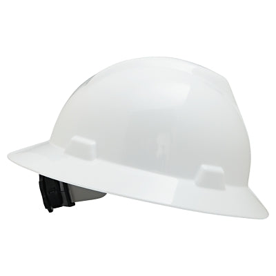MSA 475369 V-Gard Protective Hats Fas-Trac Ratchet Slotted Hat White