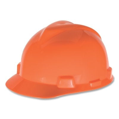 MSA 488148 V-Gard Slotted Hard Hat Cap Staz-On Suspension Hi-Viz Orange