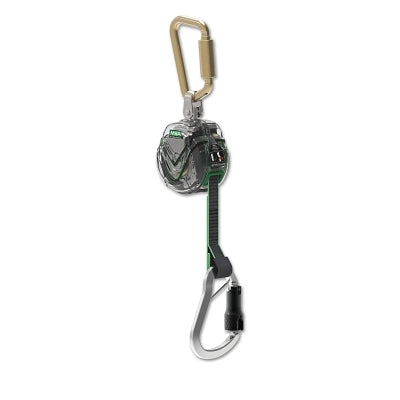 MSA 6301100D V-TEC Mini Personal Fall Limiter, 6 ft, Steel Carabiner, 400 lb, Aluminum Carabiner, Single Leg